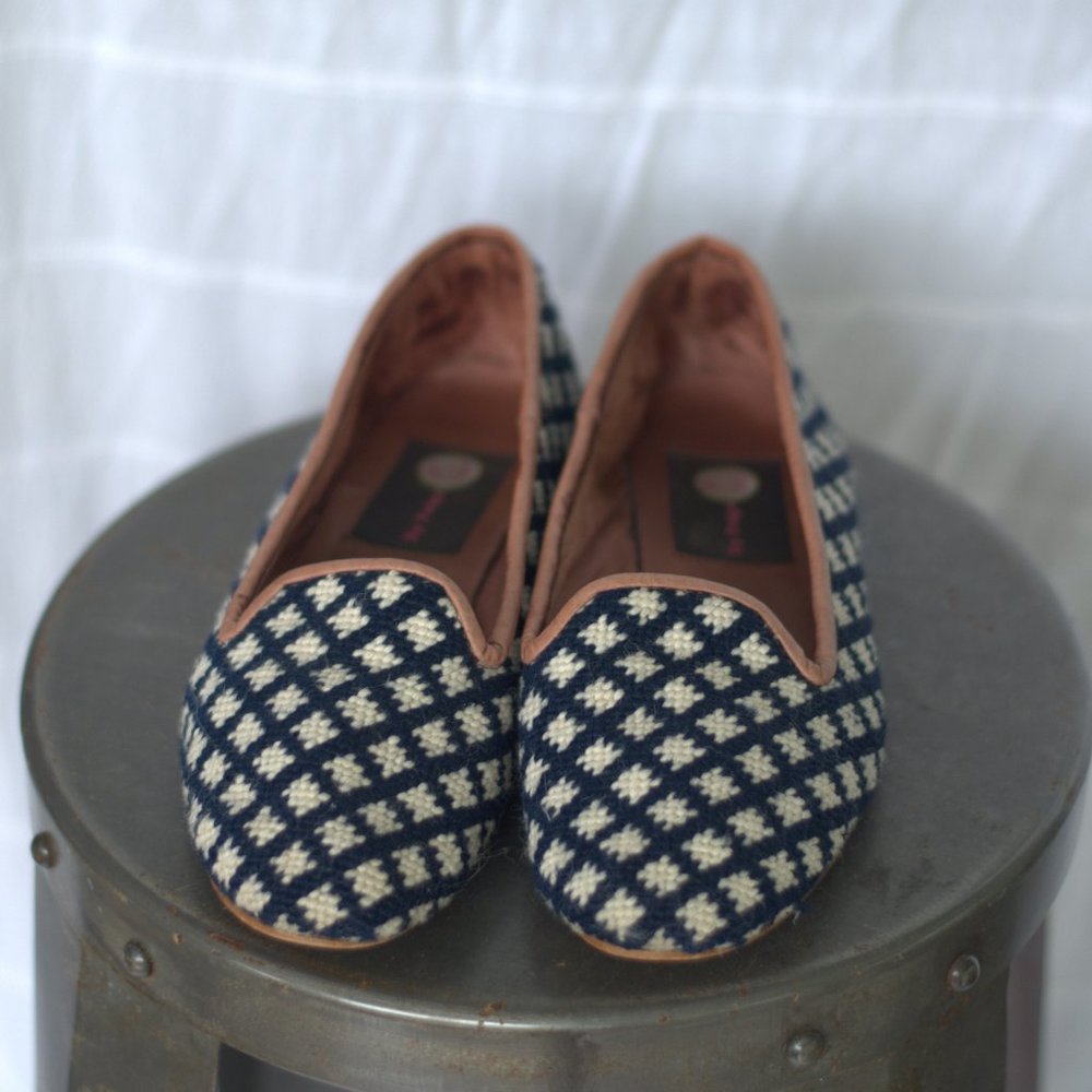 NEEDLEPOINT LOAFER NAVY AND WHITE CHECK By Paige